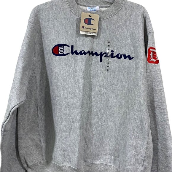 Champion 100 Year Anniversary Gray Crewneck Sweatshirt Medium NWT - Picture 2 of 6